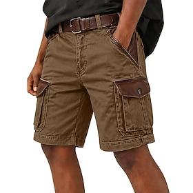 Men's Tactical Cargo Cargo Shorts Shorts Casual Shorts Patchwork Color Block Plain Solid Knee Length Casual Outdoor Streetwear Fashion Streetwear Khaki Orange