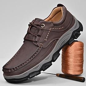 Men's Brown Outdoor Casual Shoes Lace-Up Lightweight Comfort Walking Footwear Rugged Smart Casual Style for Daily Wear, Travel, Outdoor Leisure and Weekend Adv