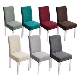 Tropical Leaf Pattern Dining Chair Covers, Green Botanical Stretch Slipcovers for Kitchen