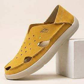 Herre Årgang Afslappet Daglig udendørs PU / Læder Bekvem Åndbart Slippers Beige / Hvid Sort Krystal Sommer Forår