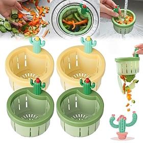 4/6Pcs Cactus Kitchen Sink Drain Strainer, Press Automatic Dumping Basket, Kitchen Waste Collector Filter, Multi-Functional Home Use Cactus Sink Filter Net Lif