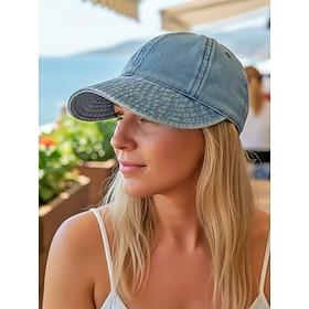 Women's Denim Baseball Cap, Multi-Color Wide Brim Sun Hat with Adjustable Back Strap for Travel Vacation and Daily Casual Wear