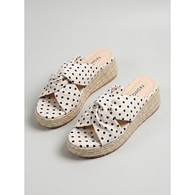 Women's Polka Dot Espadrille Wedge Sandals - Retro White  Black Canvas Platform Mules for Beach Vacation, Island Cruises  Summer Resort Wear
