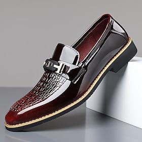 Herre bordeauxrøde krokodilleprægede bitloafers slip-on blanke statement-sko elegant herrefodtøj til bryllupper, fester, banketter og aftentøj