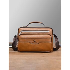Men's Vintage Faux Leather Messenger Bag - Large Capacity Crossbody Shoulder Bag with Multi-Pockets  Adjustable Strap for Business Commute, Travel  Daily Casua