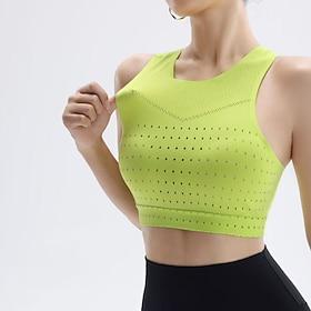 Dame Træningstrøje Trænings-shirt Afgrøde top Rund hals Hudvenlig Letvægt Bekvem Racer Bagside Uden ærmer Sport Helfarve Toppe Til Gym Træning Løb Fitness Spor