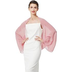 Shrug Mother's Wraps Bridal's Wraps Wedding Guest 's Wraps Cape Elegant Ladies Formal Style Long Sleeve Chiffon Wedding Wraps With Pure Color For Daily Spring