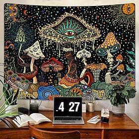 Psychedelic Mushroom Wall Tapestry, Trippy Third Eye Starry Sky Wall Hanging for Bedroom Dorm Room Hippie Decor