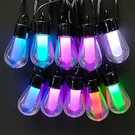 Outdoor String Lights Solar Powered, LED Patio Lights Outdoor Waterproof Hanging Bulb Create Ambience for Garden, Cafe, Backyard, Christmas, Party