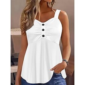 Women's Tank Top Graphic Striped Vintage Stylish Basic Sleeveless V Neck Regular Tops Casual Daily Blue Black White Yellow Red Summer Spring