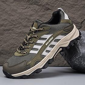 Men's Olive Outdoor Sneakers Lace-Up Lightweight Breathable Comfort Walking Shoes Rugged Casual Sport Footwear for Travel, Hiking, Daily Wear and Weekend Adven