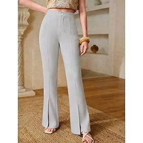Women's Flare Casual Pants Elegant Full Length High Waist Plain Casual Daily Work Light Gray White Dark Navy Summer Spring Fall Winter