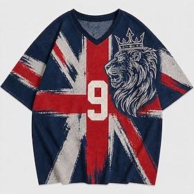 2026 Soccer Cup Men's Number Graphic Britain T Shirt Jersey Shirts Short Sleeve T shirt 3D Print V Neck Shirt Sports Street Style Sports Outdoor Match Day Foot