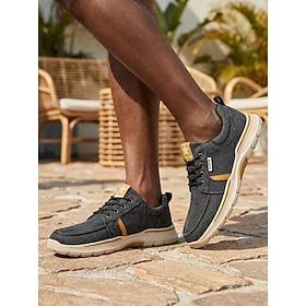 Herre mørkegrå casual sneakers, lette snøresko med komfort til udendørsaktiviteter, rejser, daglig brug og afslappet feriestil