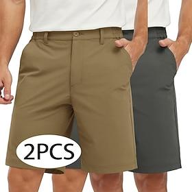 Herre Shorts Kjole Shorts Arbejdsshorts Golf-shorts Lomme Elastisk Talje Vanlig Komfort Åndbart Over Knæet Afslappet udendørs Strand Ferie Mode Sort  lysegrå S