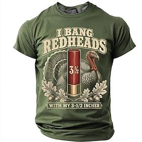 I Bang Redheads With My 3 1 2 Incher' Men's Funny Hunting Humor Sarcastic Vintage T Shirt Graphic Crew Neck Short Sleeve Gift for Hunter Designer Clothing Appa