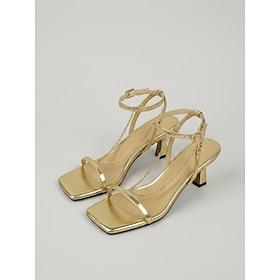 Women's Gold Strappy High Heel Sandals - Chain Detail Stiletto Heels for Nightlife Parties and Clubwear