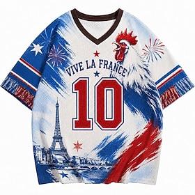 2026 Soccer Cup Men's Number Graphic France T Shirt Jersey Shirts Short Sleeve T shirt 3D Print V Neck Shirt Sports Street Style Sports Outdoor Match Day Footb