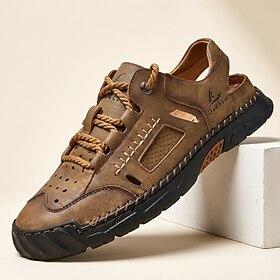 Men's Brown Closed-Toe Fisherman Sandals Lace-Up Comfort Outdoor Walking Shoes Lightweight Casual Summer Footwear for Travel, Weekend Outings, Daily Leisure an