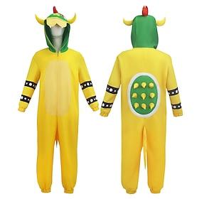 VVS-videospil Spikede skildpaddeskjoldkonge Skurk Fancy kostume Flyverdragt Onesie kostume Unisex Voksne Halloween Karneval Hjem Fest Comic Con