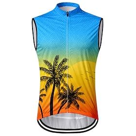 Men Cycling Vest Cycling Jersey Gradient Tropical Sleeveless Bike Vest / Gilet Jersey Top with 3 Rear Pockets Quick Dry Back Pocket Moisture Wicking Breathable