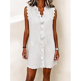 Women's Mini Dress Casual Dress Summer Dress Basic Classic Daily Vacation Regular Fit Plain Sleeveless Crew Neck Blue White Red Green Summer Spring