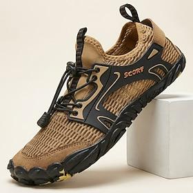 Men's Brown Outdoor Water Shoes Breathable Quick-Dry Lace-Up Aqua Sneakers Lightweight Non-Slip Sport Footwear for Water Activities, River Trekking, Beach Hiki