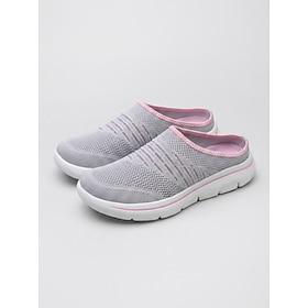 Women's Light Gray Breathable Knit Mule Sneakers - Comfort Slip-On Backless Shoes with Lightweight Mesh Upper, Casual Walking Shoes for Everyday Wear, Travel a