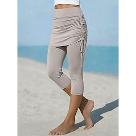 Women's Capri Pants Vacation Sport Calf-Length High Waist Drawstring Comfort Micro-elastic Blue Light Gray Dark-Gray Violet Summer Spring Slim Fit