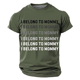 Men's I BELONG TO MOMMY Funny Gradient Letter Print Shirt Graphic Regular Fit Family Gift Daily Casual Green Designer Clothing Apparel S M L XL XXL XXXL