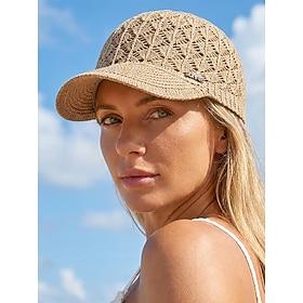 Women's Crochet Summer Visor Cap,Openwork Equestrian Hat, Breathable Knit Sun Hat for Beach Vacation, Garden Leisure, Travel and Daily Casual Wear