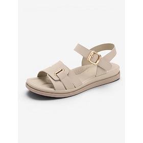 Beige komfort flade damesandaler med svangstøtte - letvægts komfort hele dagen med flere stropper Slingback-sandaler med justerbar spænde og skridsikker sål ti