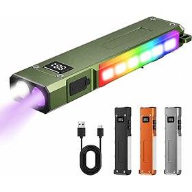 Genopladelig edc-lommelygte, 1200 lumen ultralys flad lommelygte med 9 tilstande, bærbare lommelygter med UV-lys, magnetisk lommelygte til arbejde