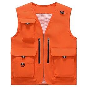 Men's Fishing Vest Hiking Vest Multi-functional Vest Outdoor Quick Dry Multi Pockets Wear Resistance Breathable Vest Hunting Fishing Climbing Black Blue Orange