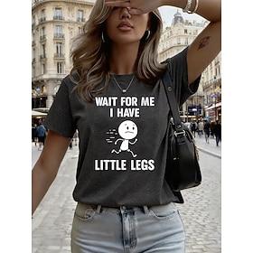 Dame T-shirt Trykt mønster Grafisk Tegneserie Bogstaver Årgang Stilfuld Klassisk Kortærmet Rund hals Almindelige toppe Afslappet Daglig Sort Hvid Rød Mørkegrå