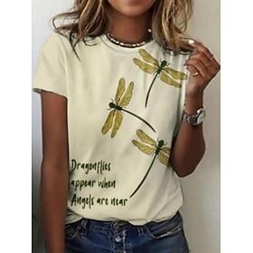 Women's T Shirt Print Graphic Animal Vintage Stylish Classic Short Sleeve Crew Neck Round Neck Regular Tops Casual Daily Weekend Blue Black Apricot Summer Spri