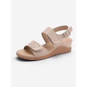 Dame mandelkomfort kilehæle med svangstøtte - lette heldagskomfort slingback-sandaler med dobbelt justerbar bredderem og skridsikker sål til gåture og rejser f