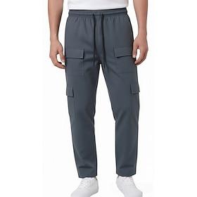 Men's Cargo Pants Trousers Casual Pants Drawstring Elastic Waist Multi Pocket Solid Color Quick Dry Lightweight Daily Outdoor Holiday Vacation Stylish Black Da