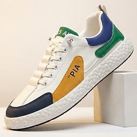 herre hvide flerfarvede casual sneakers snøresko lette komfortsko trendy low-top fodtøj til daglig brug, rejser, weekendture og hverdagsfritid