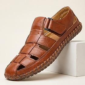 Men's Brown Closed-Toe Fisherman Sandals Lightweight Comfort Casual Summer Shoes Soft Outdoor Footwear for Travel, Beach Vacation, Daily Leisure and Warm Weath