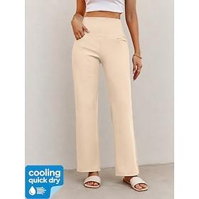 Women's Yoga Pants Cooling Quick Dry Leggings Active Fashion Full Length High Waist Casual Daily Home Black Dark Blue Apricot Beige Summer Spring Fall