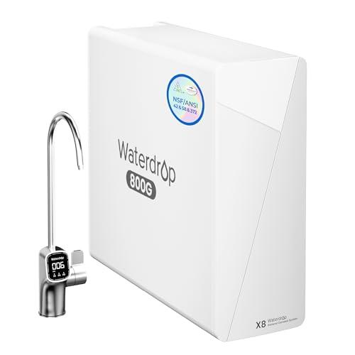 Waterdrop X8-Basic Reverse Osmosis System, NSF/ANSI 42&58&372 Certified, 800 GPD Tankless RO Water Filter, 9-Stage Filtration Undersink RO Filtration System, 2:1 Pure to Drain, Reduce PFAS, BPA Free
