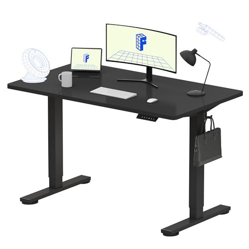 FLEXISPOT EN1 One-Piece Standing Desk 48 x 24 Inches Electric Stand Up Desk for Home Office (Black Frame + 48" Black Top)