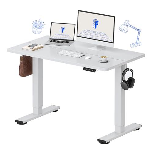 FLEXISPOT Standing Desk Electric Height Adjustable Desk with 48 x 24 Inch Splice Board, Home Office Computer Workstation, White Top + White Frame