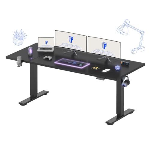 FLEXISPOT 71x32 Inch Electric Large Standing Desk for Home & Office, Spacious Splice Board Desk with Cable Management & Organizer, Cup Holder & Hook, Black