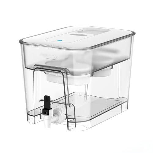 Waterdrop 40 Cup Dual Filter Dispenser, 8X Faster Filtration, 400-Gallon Lifespan, Water Filter Dispenser for Home/Office, 2 Built-in Filters, 10X Longer Lifetime, Reduces Chlorine, PFOA/PFOS, White