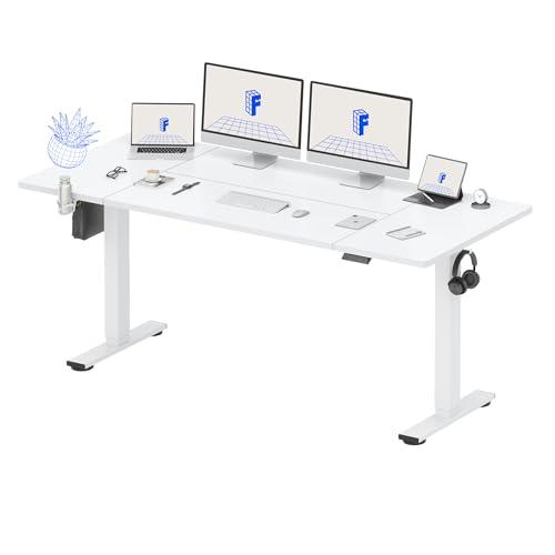 FLEXISPOT 79x32 Inch Electric Large Standing Desk for Home & Office, Spacious Splice Board Desk with Cable Management & Organizer, Cup Holder & Hook, White