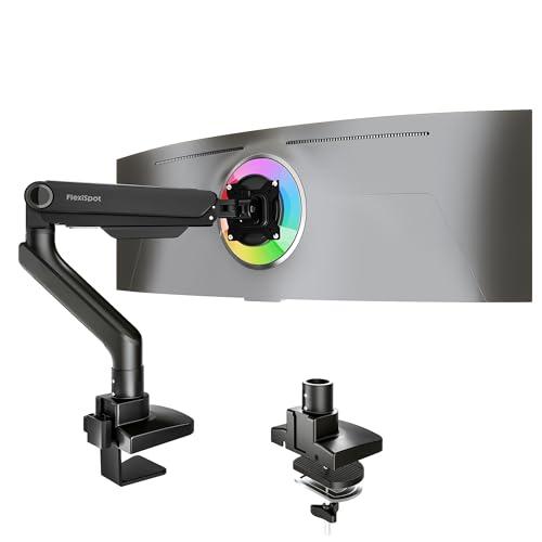 FlexiSpot Ultrawide Monitor Arm, Monitor Stand for 17 to 49 inch Screens Holds up to 44 Lbs, Adjustable Gas Spring Arm with C Clamp & Grommet Base for Gaming Office, 75/100 VESA Mount, Black