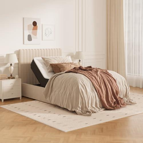 FLEXISPOT Twin XL Adjustable Bed Frame with 12" Gel Memory Foam Mattress – Zero Gravity & Soothing Massage, Medium-Firm Support, Bamboo Viscose Cover, 750 lbs Capacity