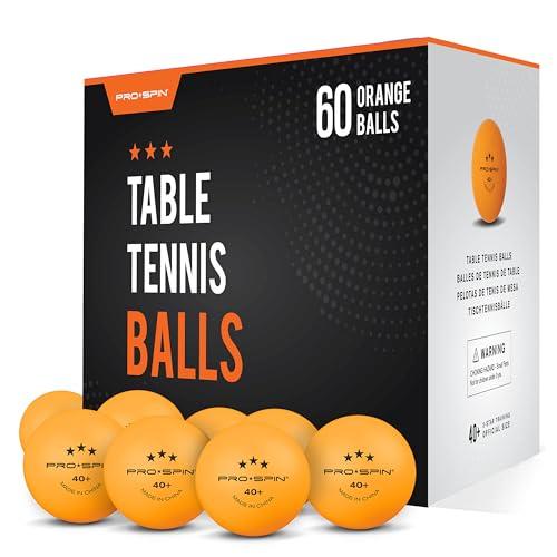 PRO-SPIN Ping Pong Balls - Orange 3-Star Training Table Tennis Balls (Pack of 60) | High-Performance 40+ ABS Training Balls | Ultimate Durability for Indoor/Outdoor Ping Pong Tables